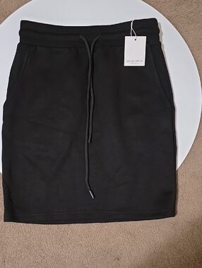 Mango Black Drawstring Mini Skirt